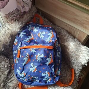 Shark Print Kids Backpack - Blue and Orange
